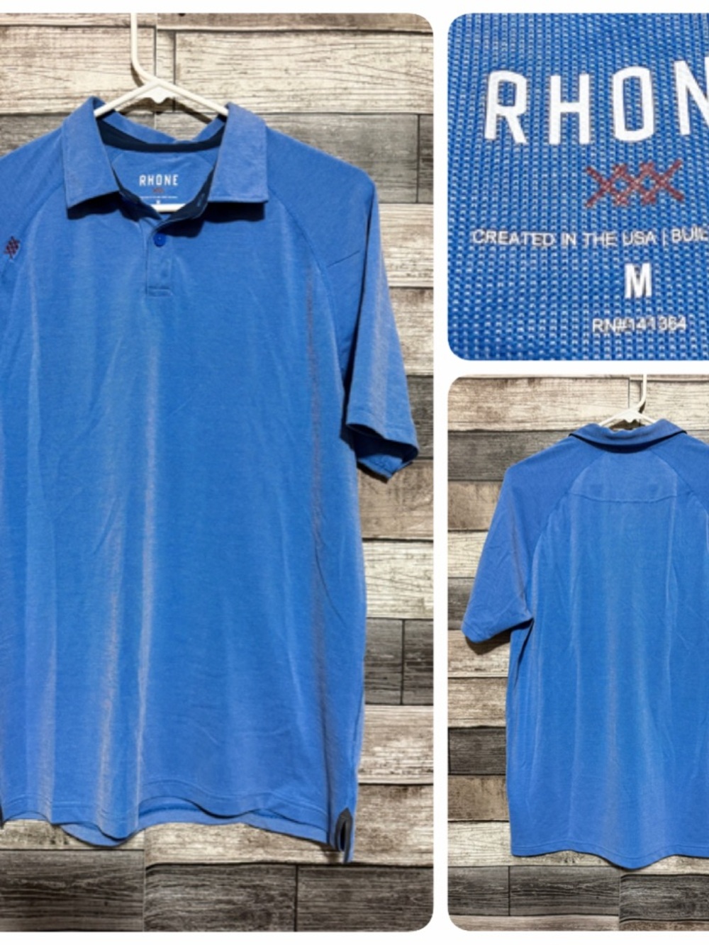 Rhone Polo Shirt Men’s M Blue Short Sleeve Golf Performance